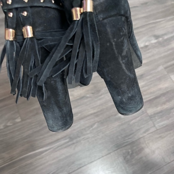 Jessica Simpson black studded tassel heeled ankle boots booties has some wear 9 - Picture 10 of 11